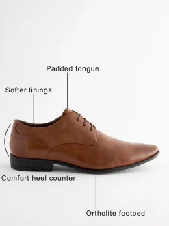 Schoenen|Formele Schoenen|Next - Standaard pasvorm - Derbyschoenen met veter Lichtbruin