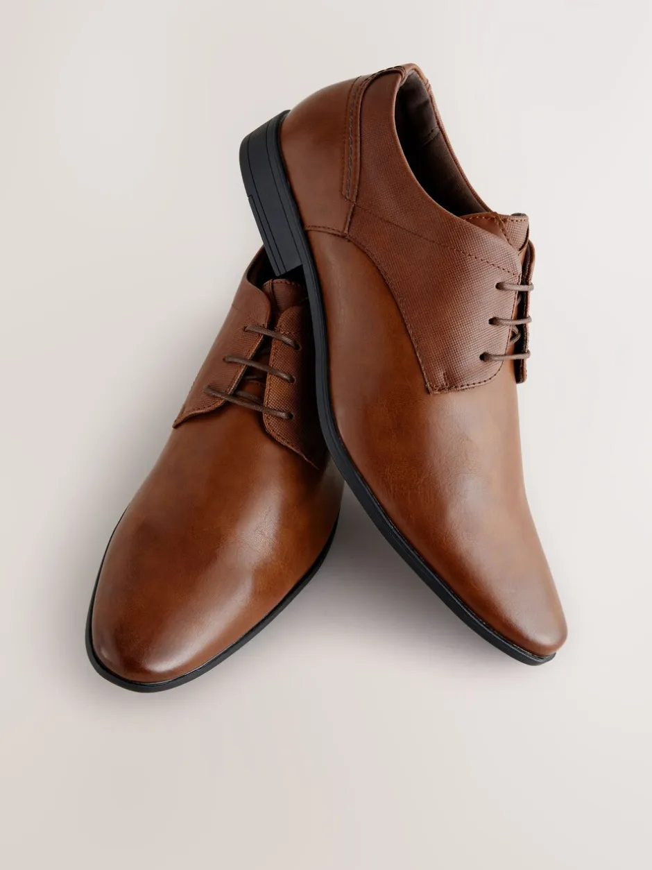 Schoenen|Formele Schoenen|Next - Standaard pasvorm - Derbyschoenen met veter Lichtbruin