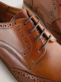 Schoenen|Formele Schoenen*Next - Standaard pasvorm - Brogues van leer met contrasterende zool Lichtbruin