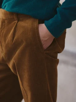Formele Broek|Next - Straight Fit Smart Cotton Rich Cord Trousers Lichtbruin