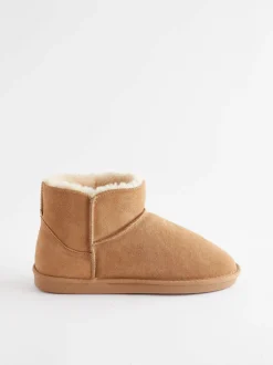 Pantoffels|Loungewear|Next - Suède pantoffellaarsjes met voering van imitatiebont Lichtbruin