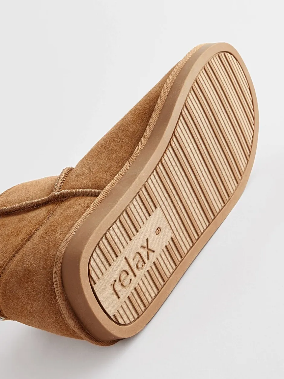 Pantoffels|Loungewear|Next - Suède pantoffellaarsjes met voering van imitatiebont Lichtbruin