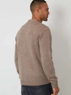 Gebreide Kleding*Threadbare - Knitted V-Neck Cardigan Lichtbruin