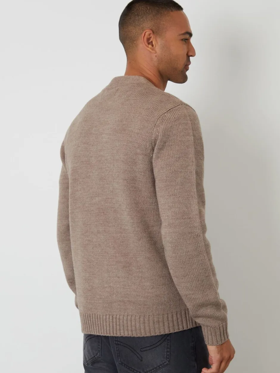 Gebreide Kleding*Threadbare - Knitted V-Neck Cardigan Lichtbruin