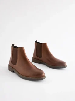 Boots|Next - Wasachtige leren Chelsea Boots Lichtbruin