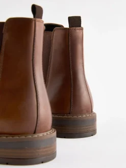 Boots|Next - Wasachtige leren Chelsea Boots Lichtbruin