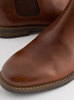 Boots|Next - Wasachtige leren Chelsea Boots Lichtbruin