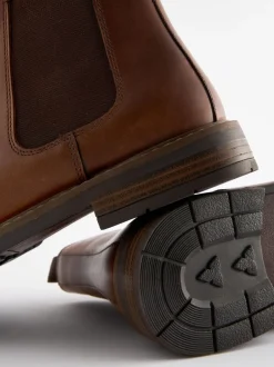 Boots|Next - Wasachtige leren Chelsea Boots Lichtbruin