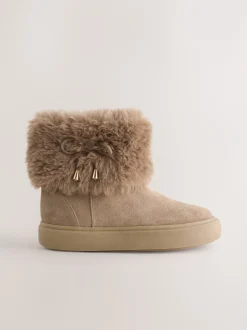 Boots|Next - Waterafstotende suède laarzen Lichtbruin