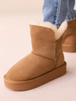 Boots*Next Lichtbruin - Waterafstotende suède Boots van echte schapenvacht