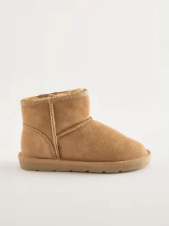 Boots|Next - Waterafstotende korte suède instaplaarzen Lichtbruin