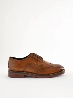 Schoenen|Formele Schoenen*Next Lichtbruin - Wijde pasvorm - Leren brogues met contrasterende dikke zool