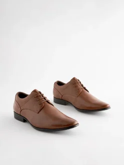 Schoenen|Formele Schoenen|Next - Wijde pasvorm - Derbyschoenen met veter Lichtbruin