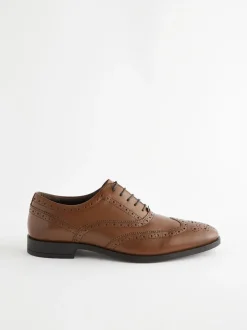 Schoenen|Formele Schoenen*Next - Wijde pasvorm - Leren Oxford brogues Lichtbruin