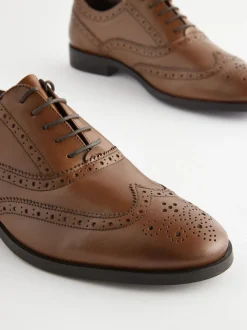 Schoenen|Formele Schoenen*Next - Wijde pasvorm - Leren Oxford brogues Lichtbruin