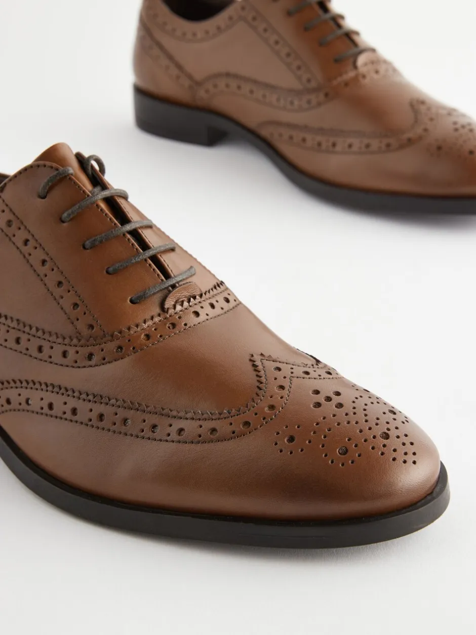 Schoenen|Formele Schoenen*Next - Wijde pasvorm - Leren Oxford brogues Lichtbruin