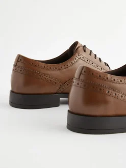 Schoenen|Formele Schoenen*Next - Wijde pasvorm - Leren Oxford brogues Lichtbruin