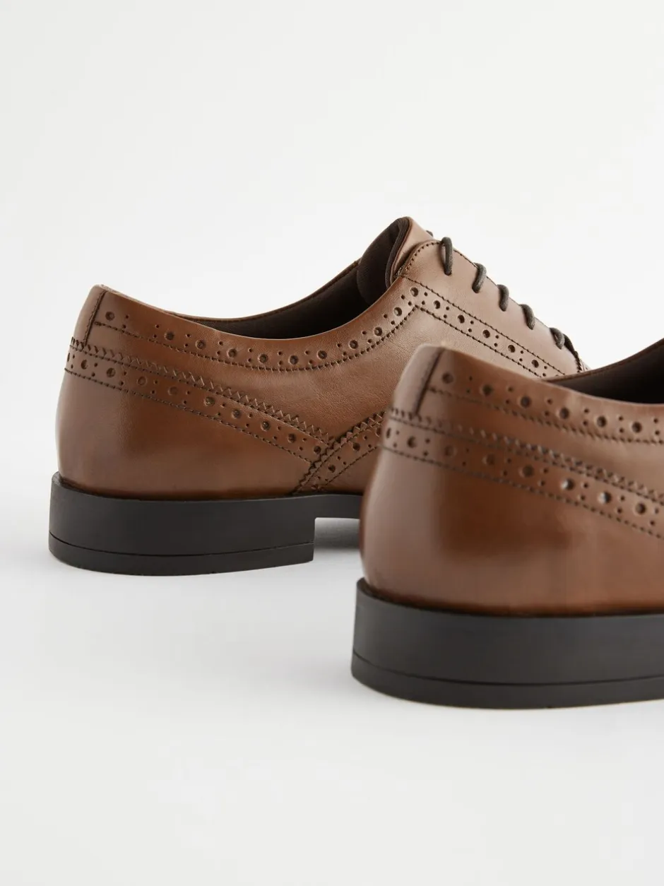 Schoenen|Formele Schoenen*Next - Wijde pasvorm - Leren Oxford brogues Lichtbruin