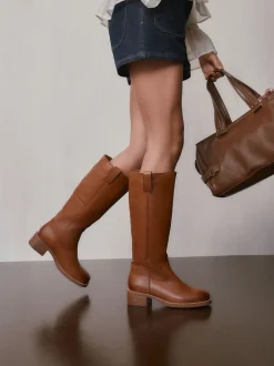 Boots*Next - Forever Comfort® kniehoge instaplaarzen Lichtbruin leer