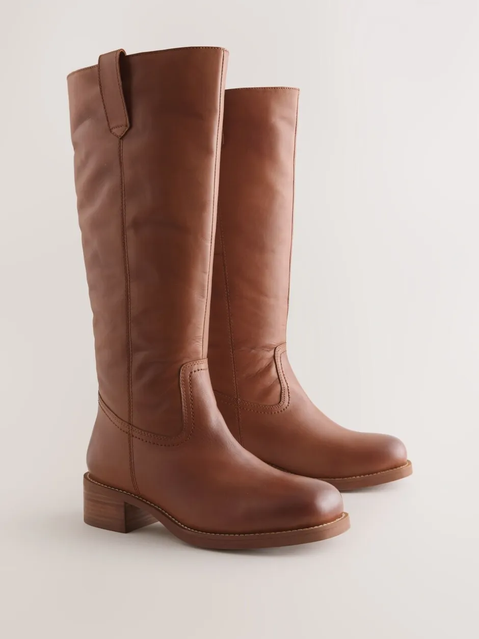 Boots*Next - Forever Comfort® kniehoge instaplaarzen Lichtbruin leer