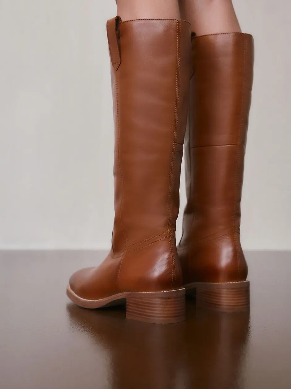 Boots*Next - Forever Comfort® kniehoge instaplaarzen Lichtbruin leer