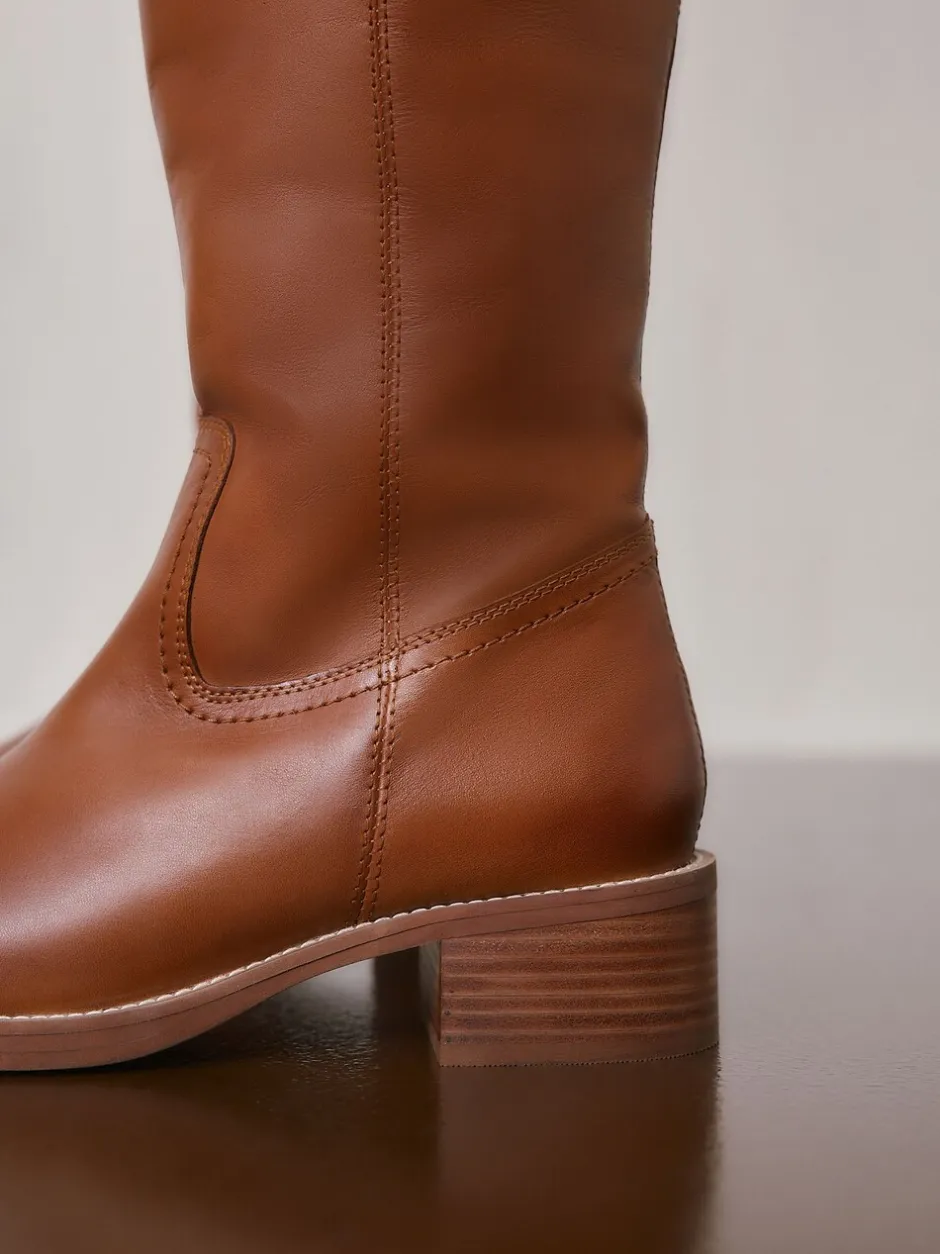 Boots*Next - Forever Comfort® kniehoge instaplaarzen Lichtbruin leer