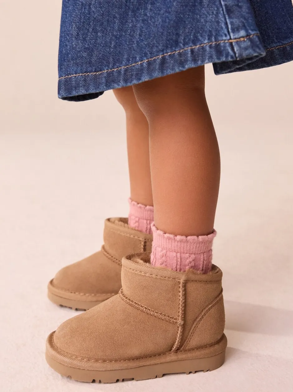 Boots|Next - Suède instaplaarzen Lichtbruin waterafstotend
