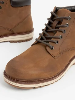 Boots|Next - Leren hoge schoenen Lichtbruin/bruin