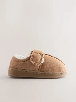 Pantoffels|Next - Warm gevoerde pantoffels met kuipzool Lichtbruin/bruin