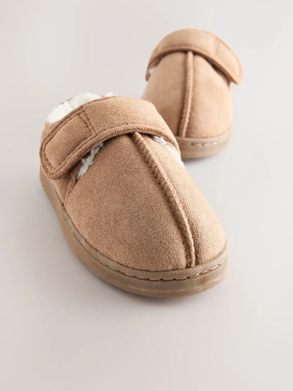 Pantoffels|Next - Warm gevoerde pantoffels met kuipzool Lichtbruin/bruin