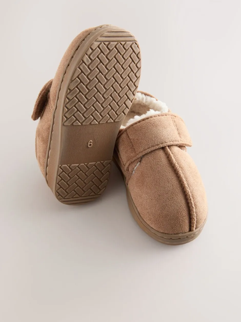 Pantoffels|Next - Warm gevoerde pantoffels met kuipzool Lichtbruin/bruin