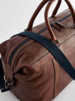 Tassen|Next Lichtbruin/marineblauw - Leather Weekend Holdall Bag