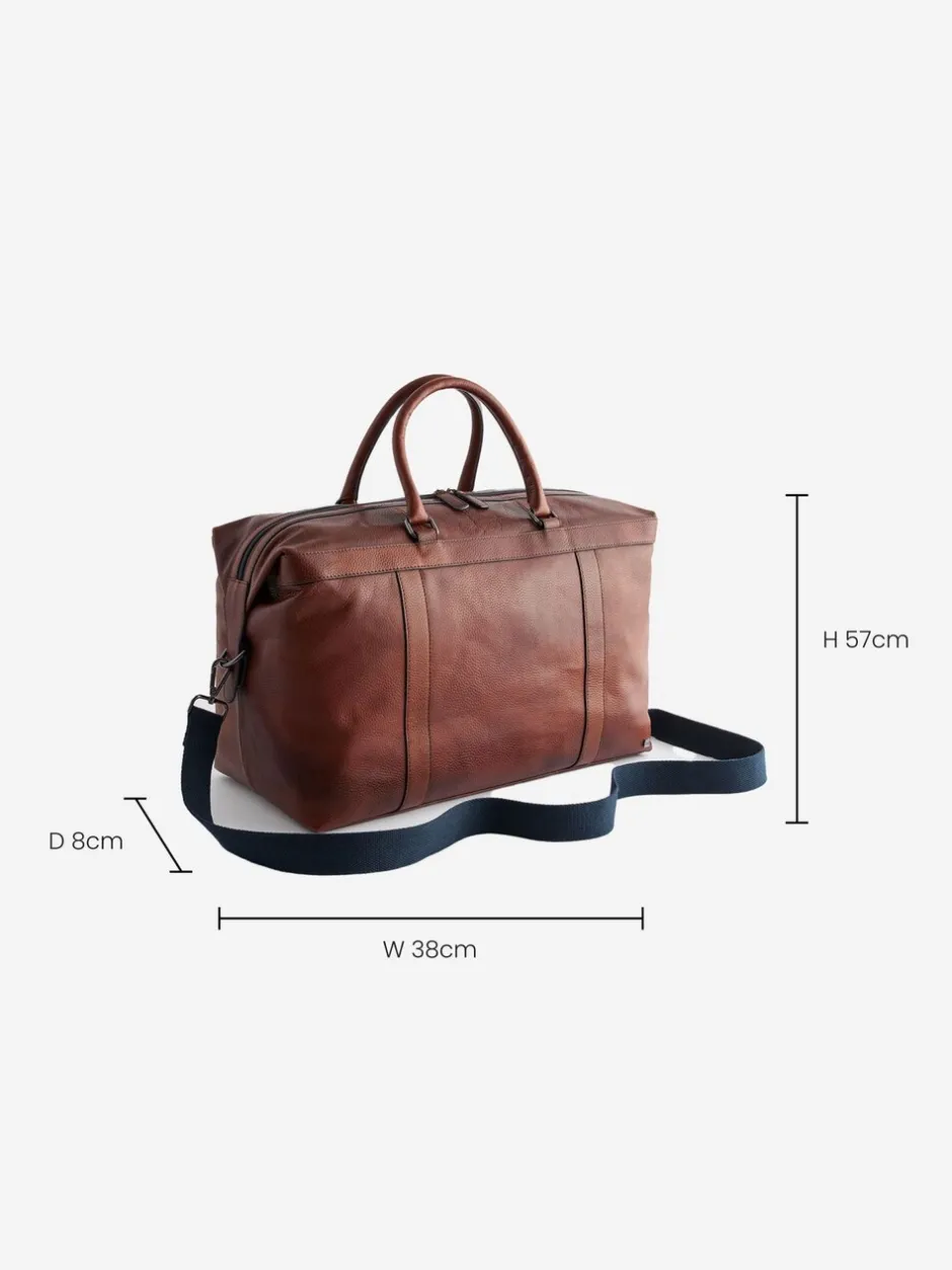 Tassen|Next Lichtbruin/marineblauw - Leather Weekend Holdall Bag