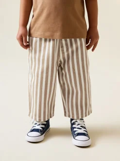 Broeken En Chino's*Next Lichtbruin/wit gestreept - Wijde broek met elastische taille (3mnd-7jr)