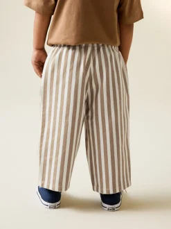 Broeken En Chino's*Next Lichtbruin/wit gestreept - Wijde broek met elastische taille (3mnd-7jr)