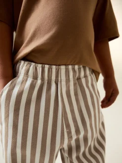 Broeken En Chino's*Next Lichtbruin/wit gestreept - Wijde broek met elastische taille (3mnd-7jr)