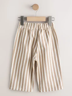 Broeken En Chino's*Next Lichtbruin/wit gestreept - Wijde broek met elastische taille (3mnd-7jr)