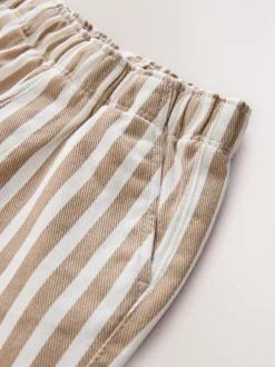 Broeken En Chino's*Next Lichtbruin/wit gestreept - Wijde broek met elastische taille (3mnd-7jr)