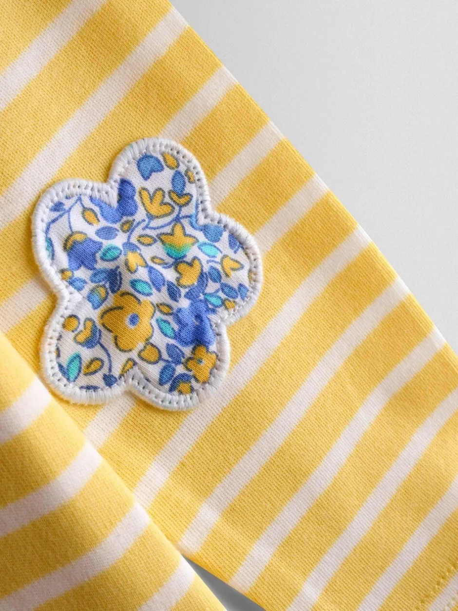 T-Shirts|Jojo Maman Bébé - - Bretons gestreepte top met eendzakje Lichtgeel