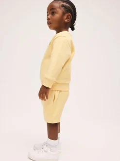 Shorts|Next - Plain Crew Neck Sweatshirt and Shorts Set (3mths-7yrs) Lichtgeel