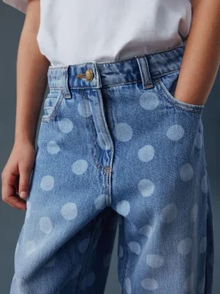 Jeans|Next Lichtgewassen Stippen - Barrel jeans (3-16jaar)