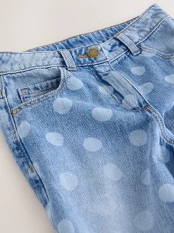 Jeans|Next Lichtgewassen Stippen - Barrel jeans (3-16jaar)
