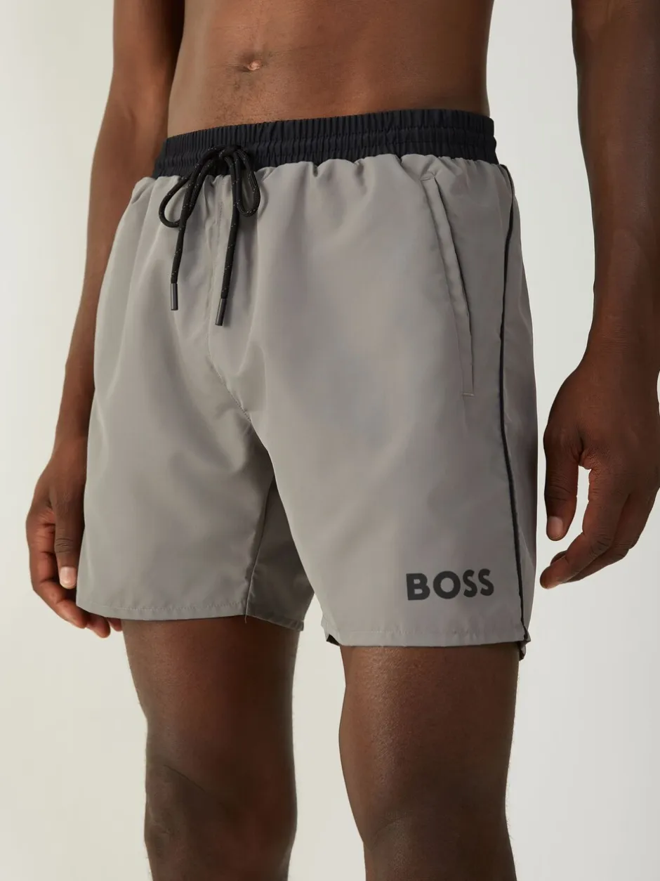 Badkleding*BOSS Lichtgrijs - Starfish sneldrogende zwembroek
