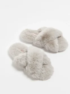 Pantoffels|Boux Avenue - Cross Band Slippers Lichtgrijs