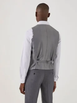 Vesten*Skopes - Dubbele knoop - Harcourt gilet maatpak met enkel rij knopen Lichtgrijs