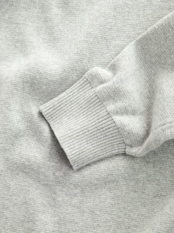 Gebreide Kleding|Next Lichtgrijs - Effen - Regular fit 100% katoenen premium trui met korte rits