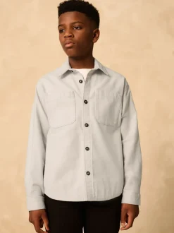 Shirts*Next - Geborsteld overshirt (3-16jr) Lichtgrijs
