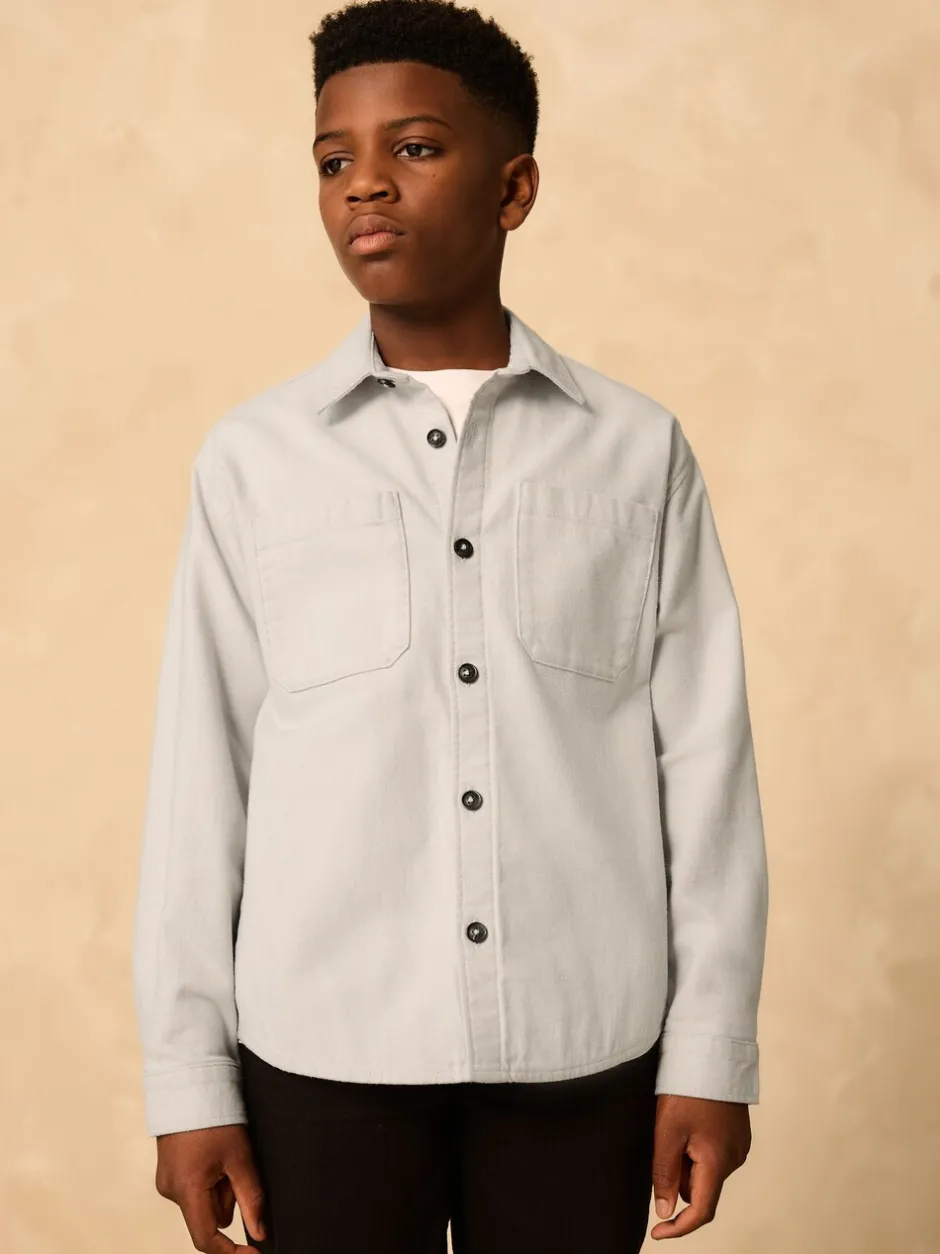 Shirts*Next - Geborsteld overshirt (3-16jr) Lichtgrijs