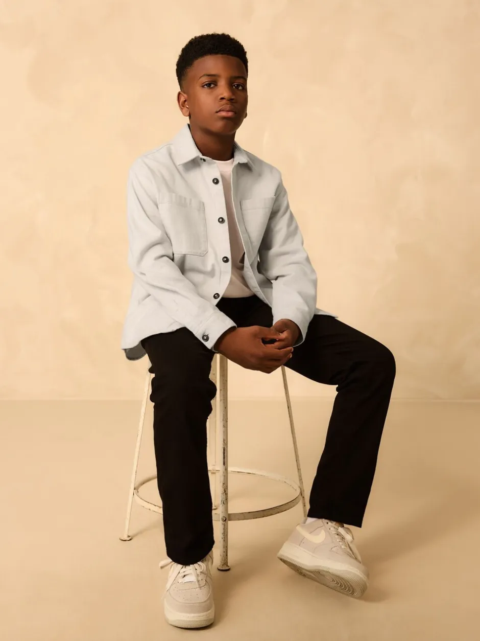 Shirts*Next - Geborsteld overshirt (3-16jr) Lichtgrijs