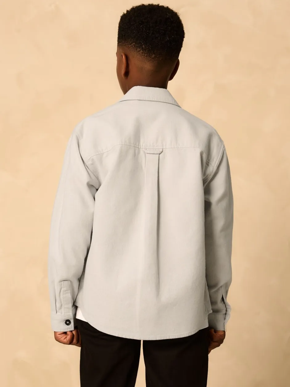 Shirts*Next - Geborsteld overshirt (3-16jr) Lichtgrijs